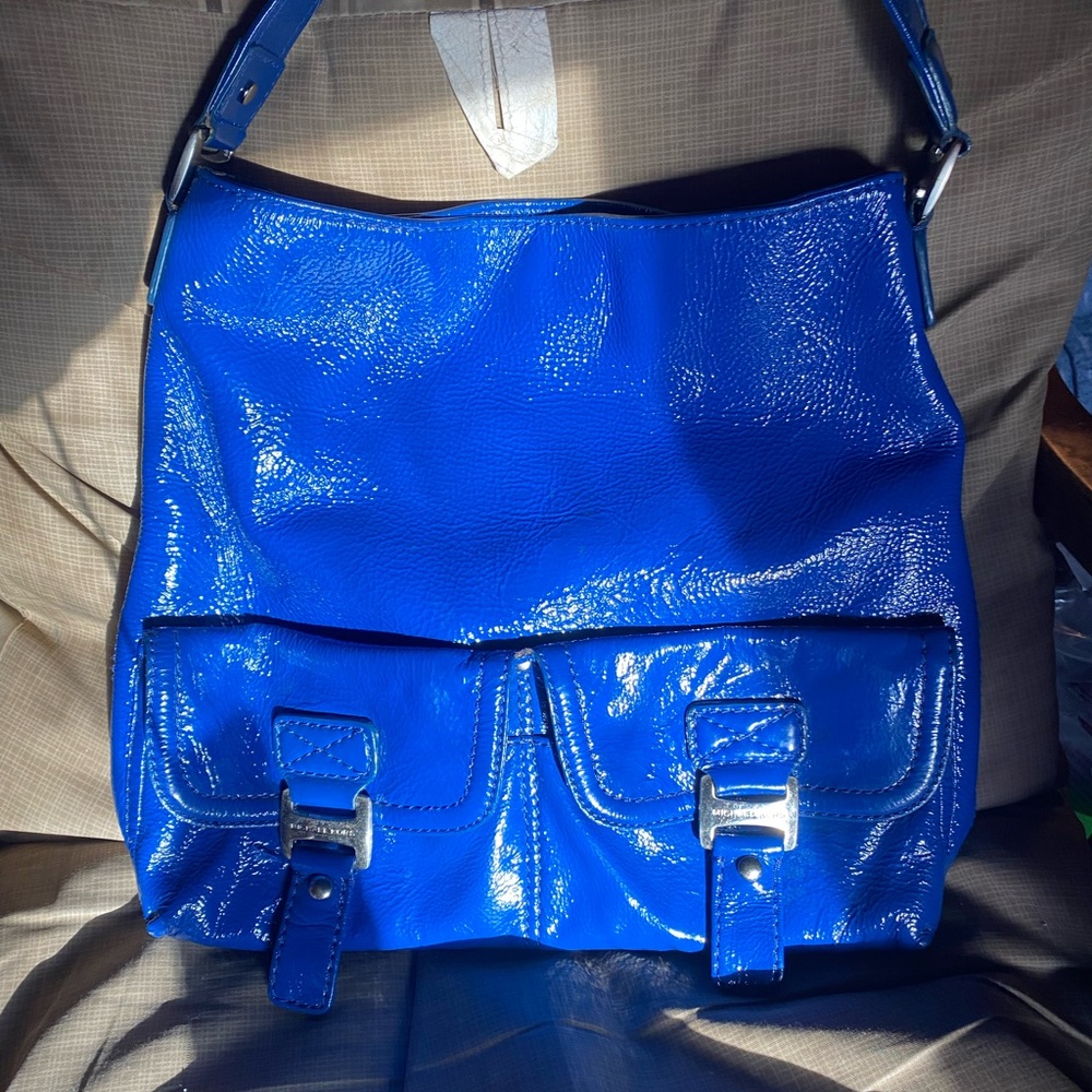 Michael Kors Ranger handbag blue patent leather